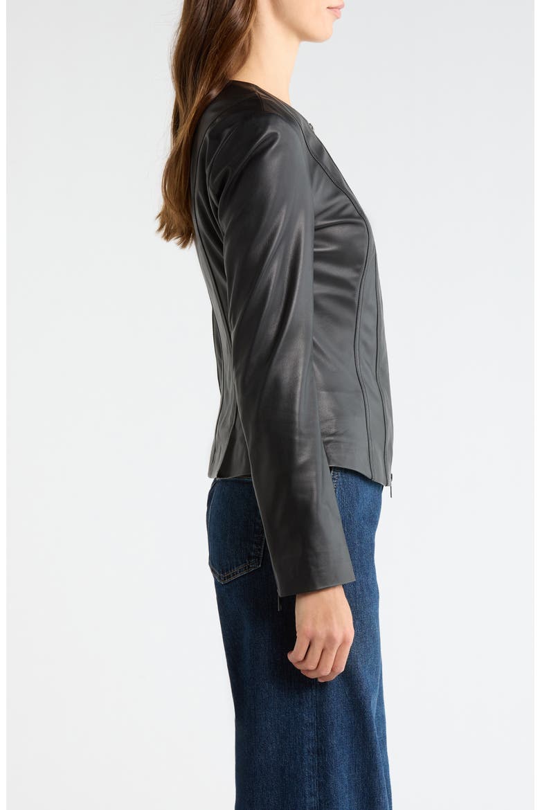 Wells Leather Jacket, Alternate, color, BLACK