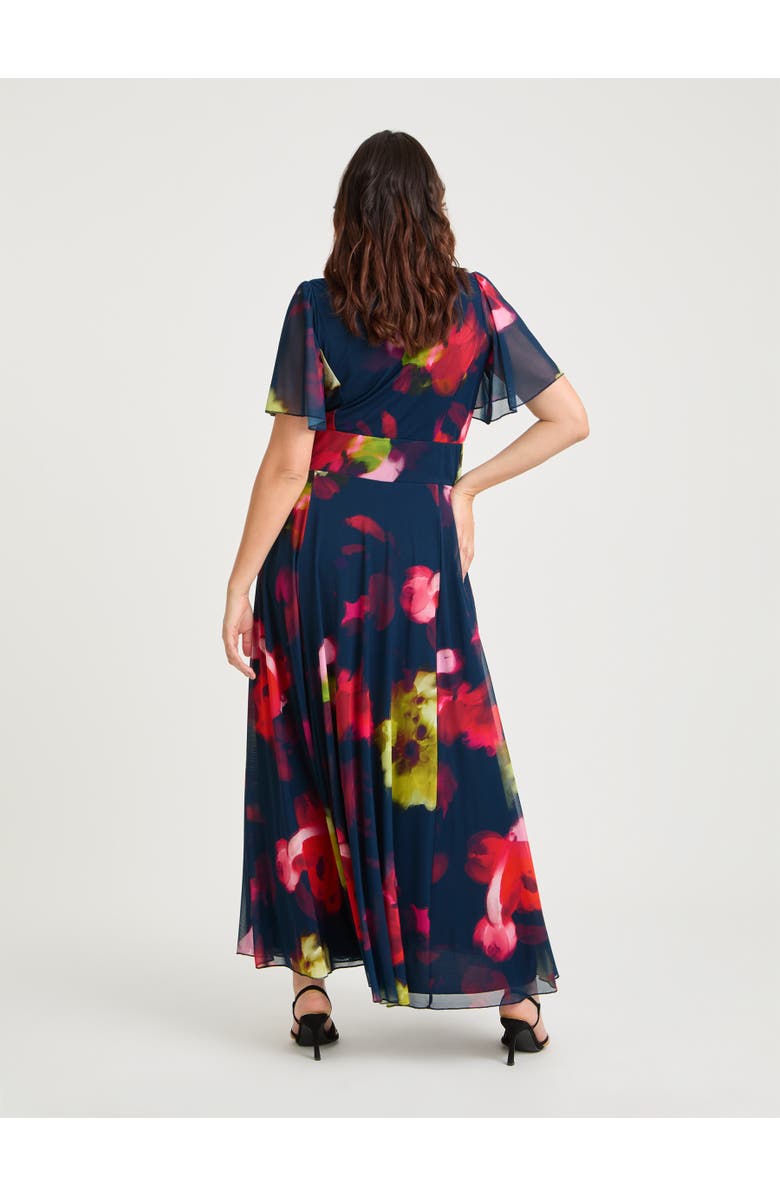 Scarlett & Jo Kemi Bolero Wrap Bodice Maxi Gown, Alternate, color, Navy Red Multi