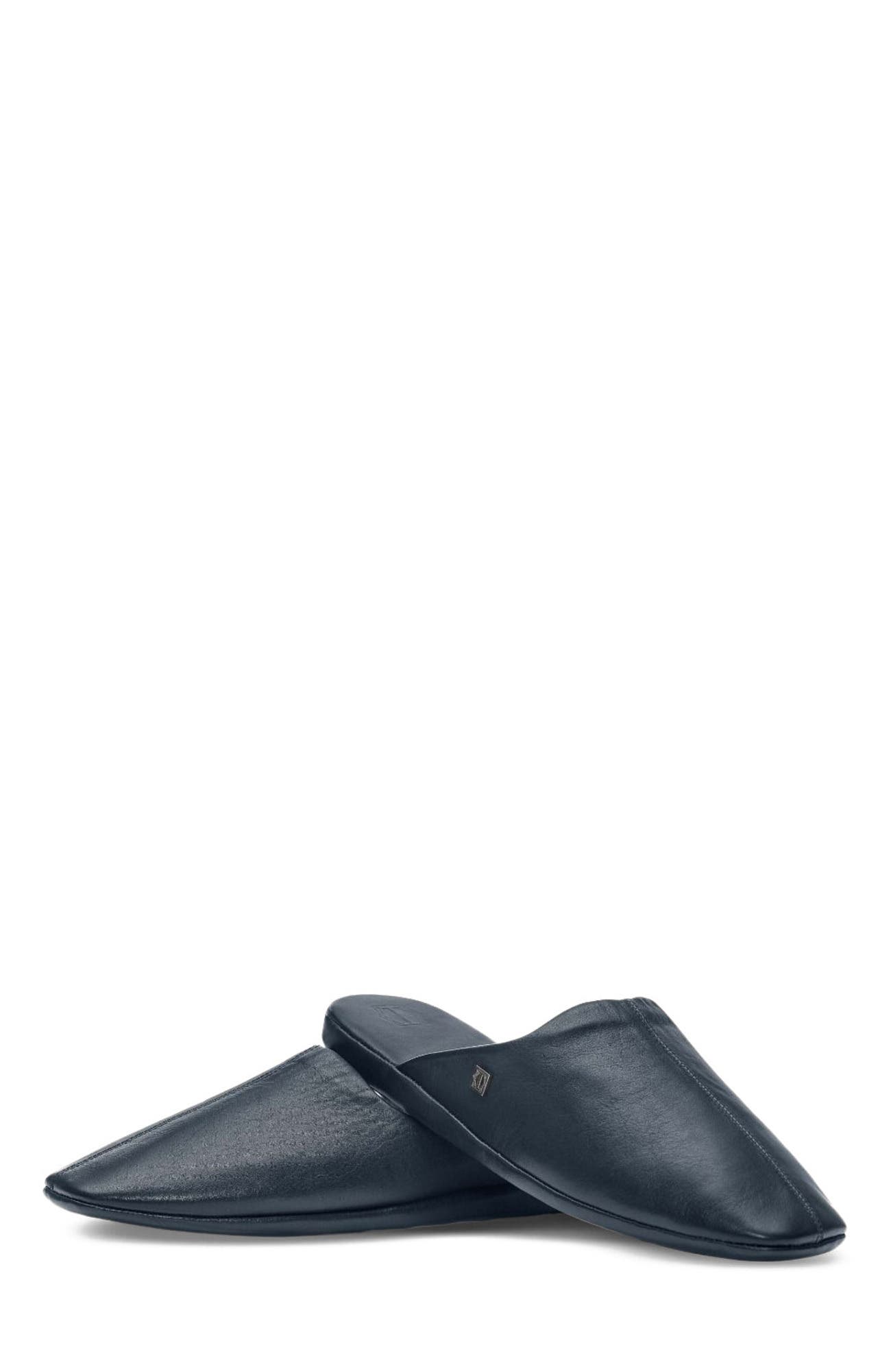 Glen Men's Leather Slippers, Alternate, color, Blue