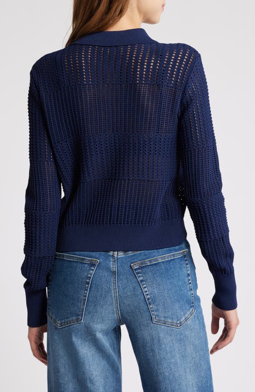 Frame Cropped Tape-yarn Cardigan In Navy