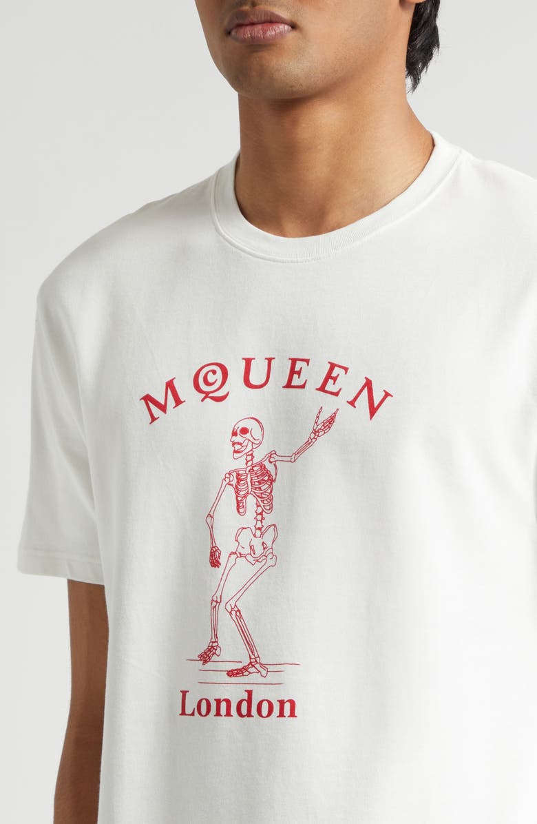 McQueen Skeleton Graphic T-Shirt, Alternate, color, White / Red