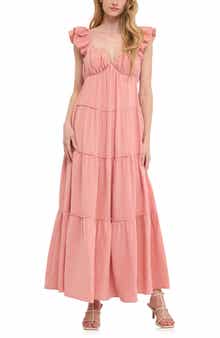 Free the Roses Sweetheart Neck Cotton Gauze Tiered Maxi Dress