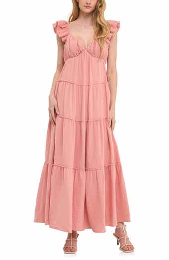 Free the Roses Sweetheart Neck Cotton Gauze Tiered Maxi Dress