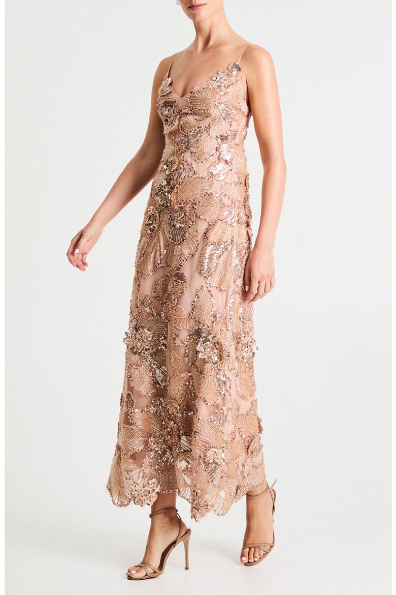 Samantha Sequin Sleeveless Gown, Alternate, color, GOLD