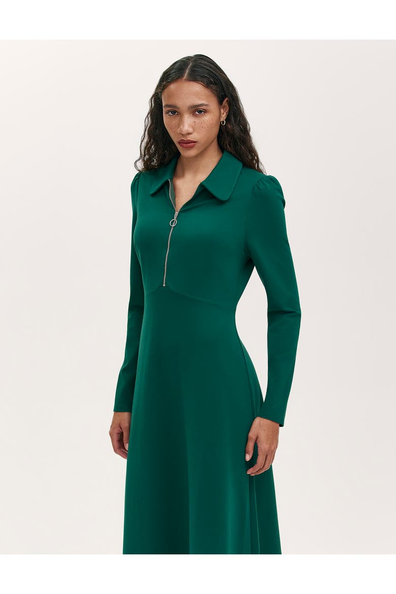 green zip front dress Zip Through the Day Green Zip Front Scalloped Hem Mini Dress