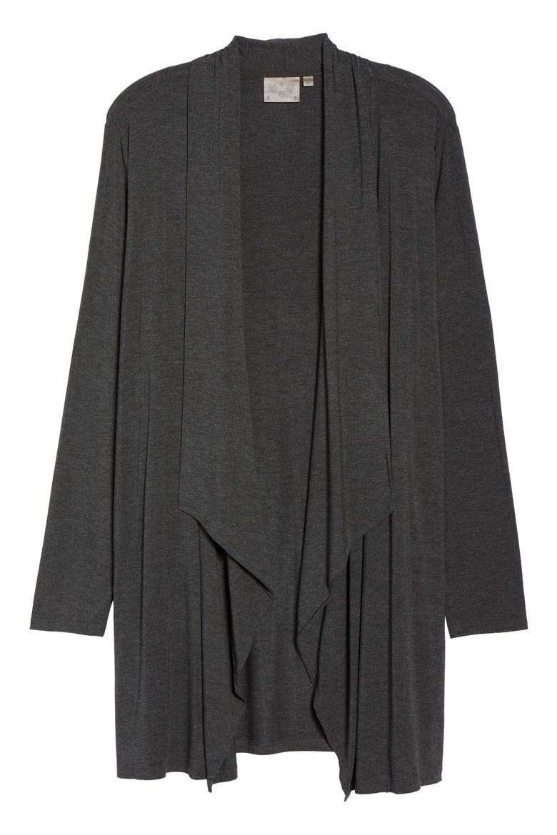 Waterfall Drape Front Cardigan, Alternate, color, CHARCOAL