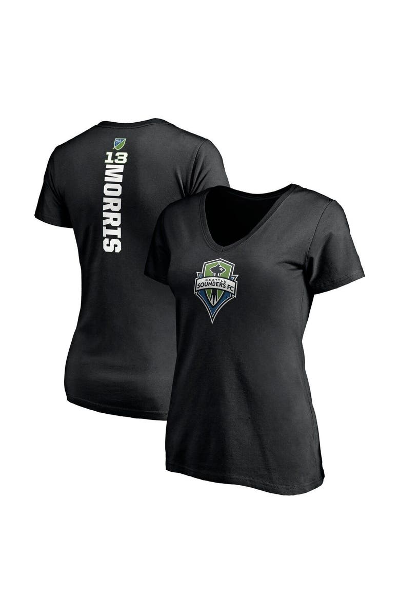 FANATICS Women's Fanatics Branded Jordan Morris Black Seattle Sounders FC Playmaker Name and Number V-Neck T-Shirt, Alternate, color, 