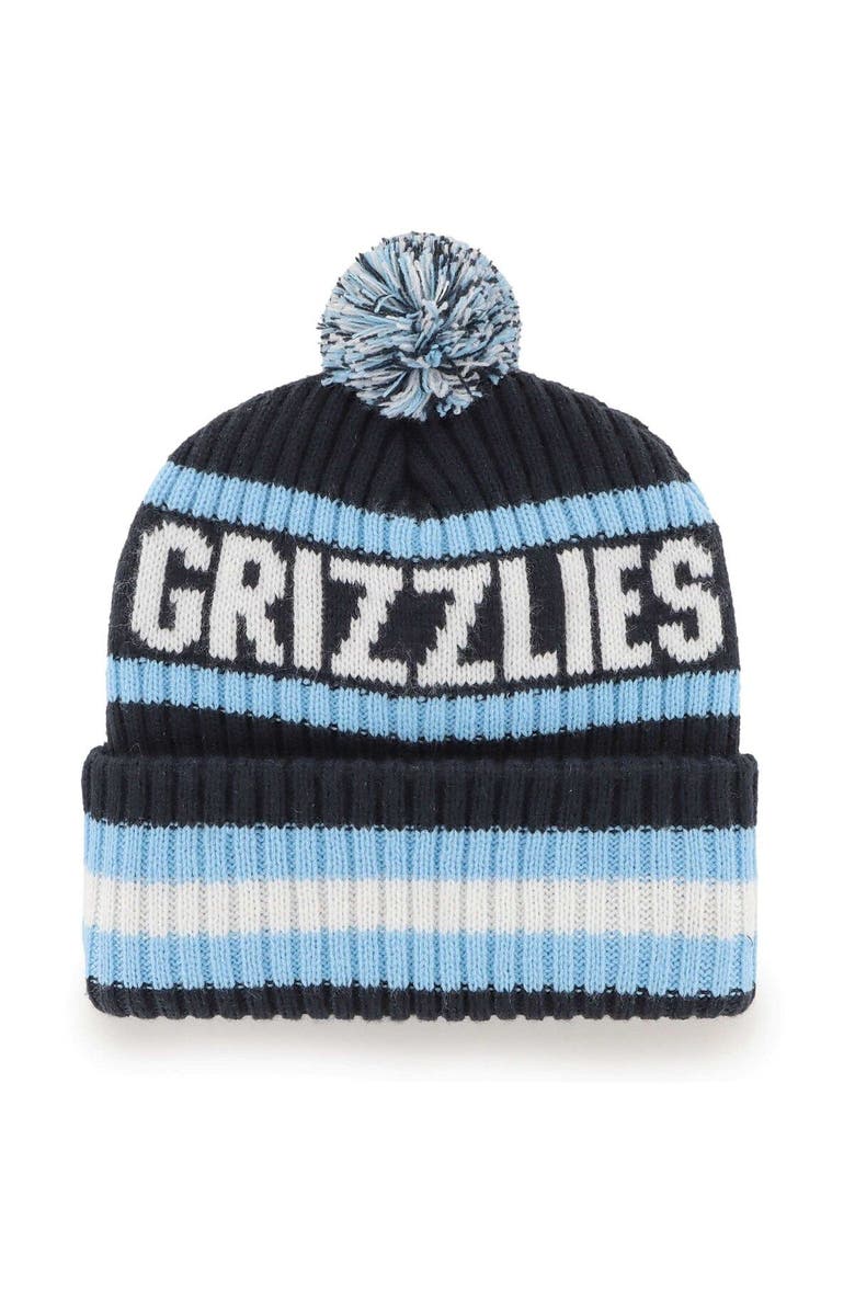 '47 Men's '47  Navy Memphis Grizzlies Bering Cuffed Knit Hat with Pom, Alternate, color, 