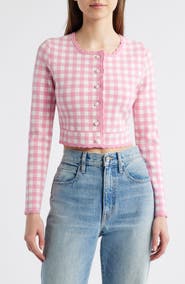 LoveShackFancy Bridgette Check Crop Cardigan