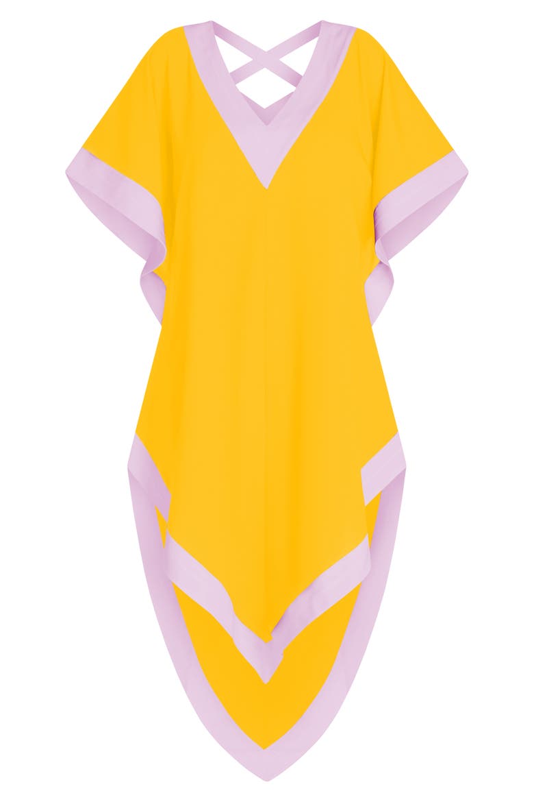 Aria High-Low Crepe de Chine Cover-up Dress, Alternate, color, Yellow