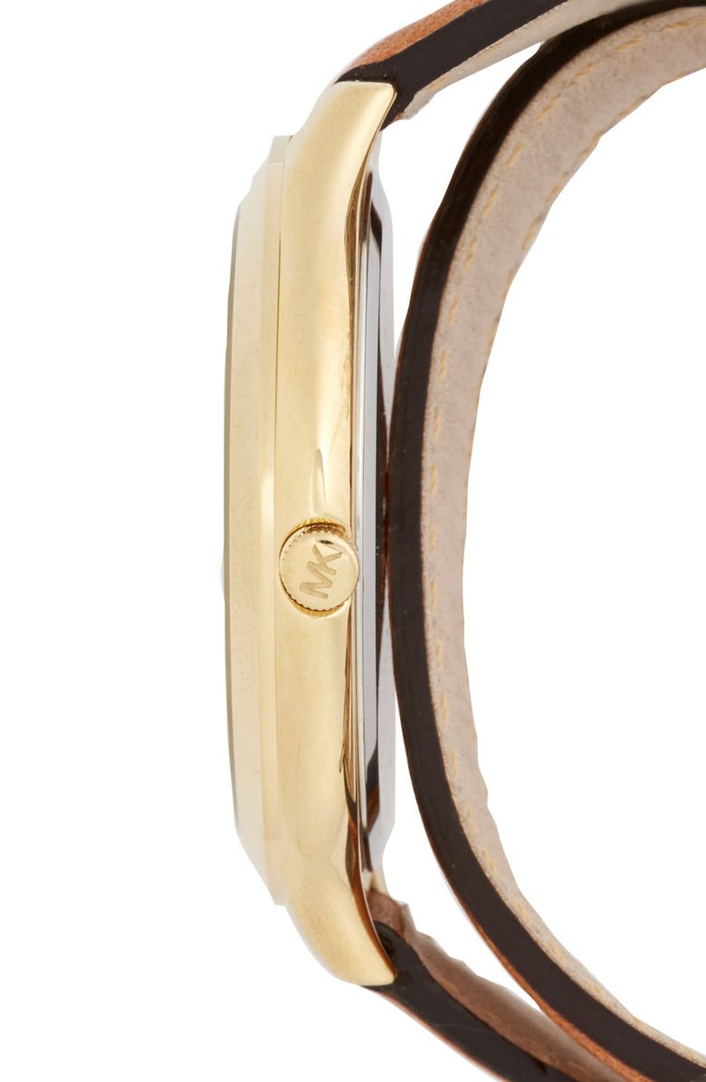 Michael Kors Double Wrap Leather Strap Watch, 42mm, Alternate, color, 