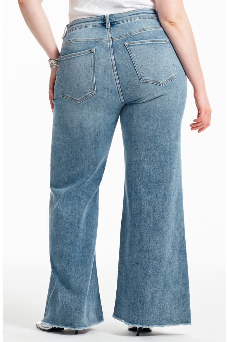 Frayed Mid Rise Wide Leg Jeans, Alternate, color, LIGHT BLUE