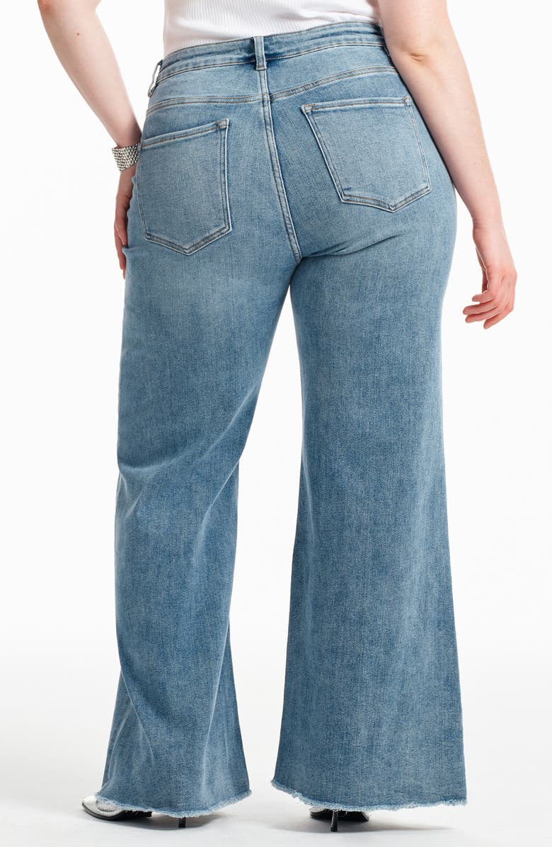 Bayeas Frayed Mid Rise Wide Leg Jeans, Alternate, color,