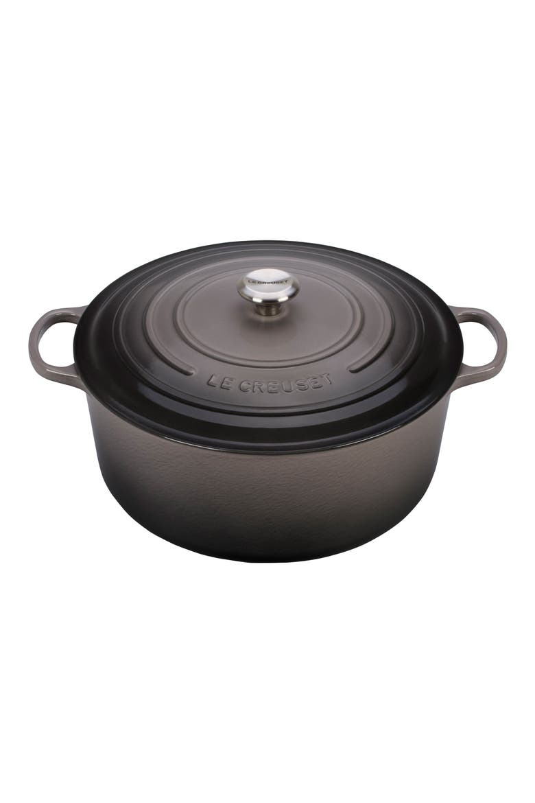 Signature 13 1/4-Quart Oval Enamel Cast Iron French/Dutch Oven, Main, color, OYSTER
