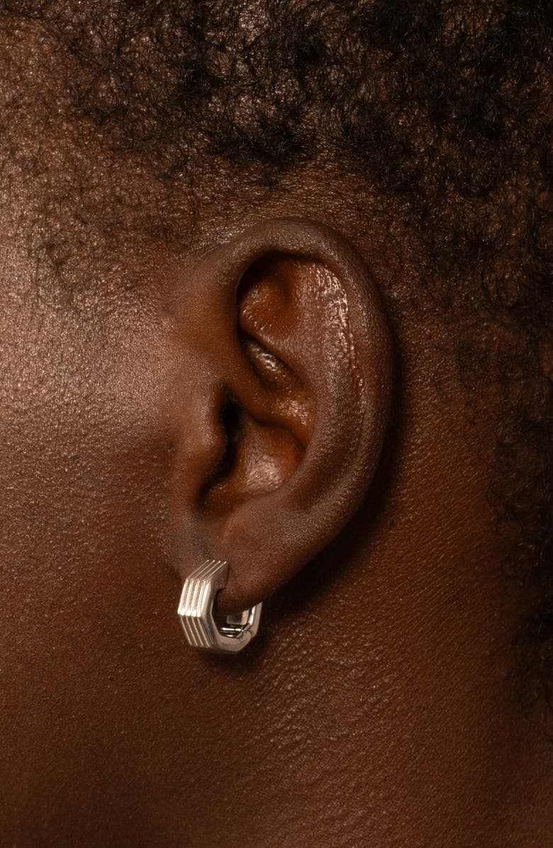 IVI Los Angeles Octagon Huggie Hoop Earrings, Alternate, color, Silver