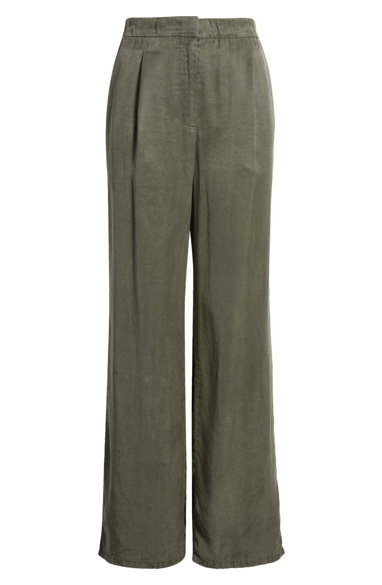 Eileen Fisher Pleated Wide Leg Pants, Alternate, color, Grove