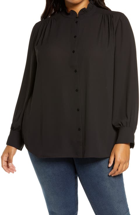 Ruffle Neck Blouse (Plus Size)