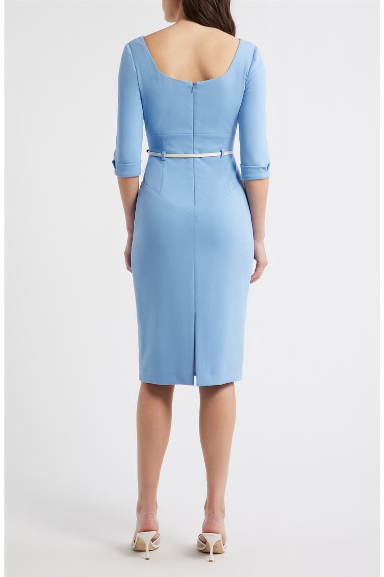 Belted Drape Neck Sheath Dress, Alternate, color, MINERAL