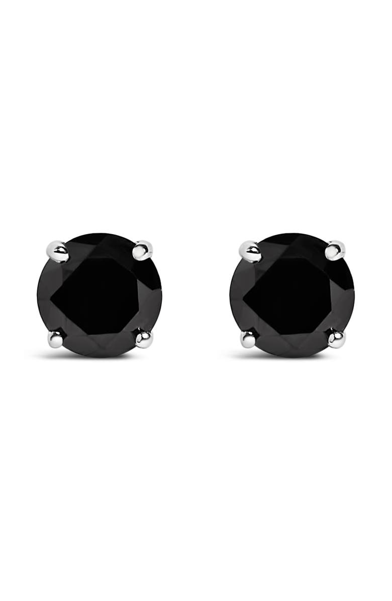 Haus of Brilliance .925 Sterling Silver 3/4 Cttw Black Diamond Solitaire Stud Earrings, Main, color, Silver
