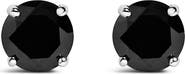 Haus of Brilliance .925 Sterling Silver 3/4 Cttw Black Diamond Solitaire Stud Earrings