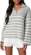 EDIKTED Stripe Oversize Quarter-Zip Cotton Sweater