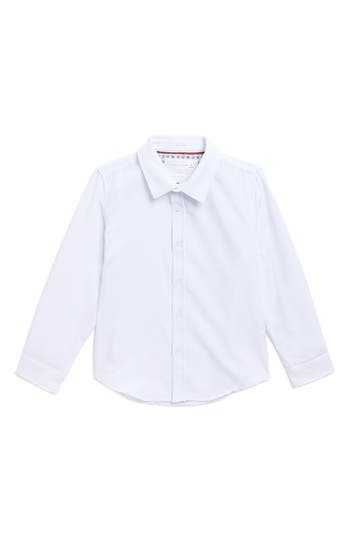 Denim And Flower Kids' Long Sleeve Button-up Shirt In White