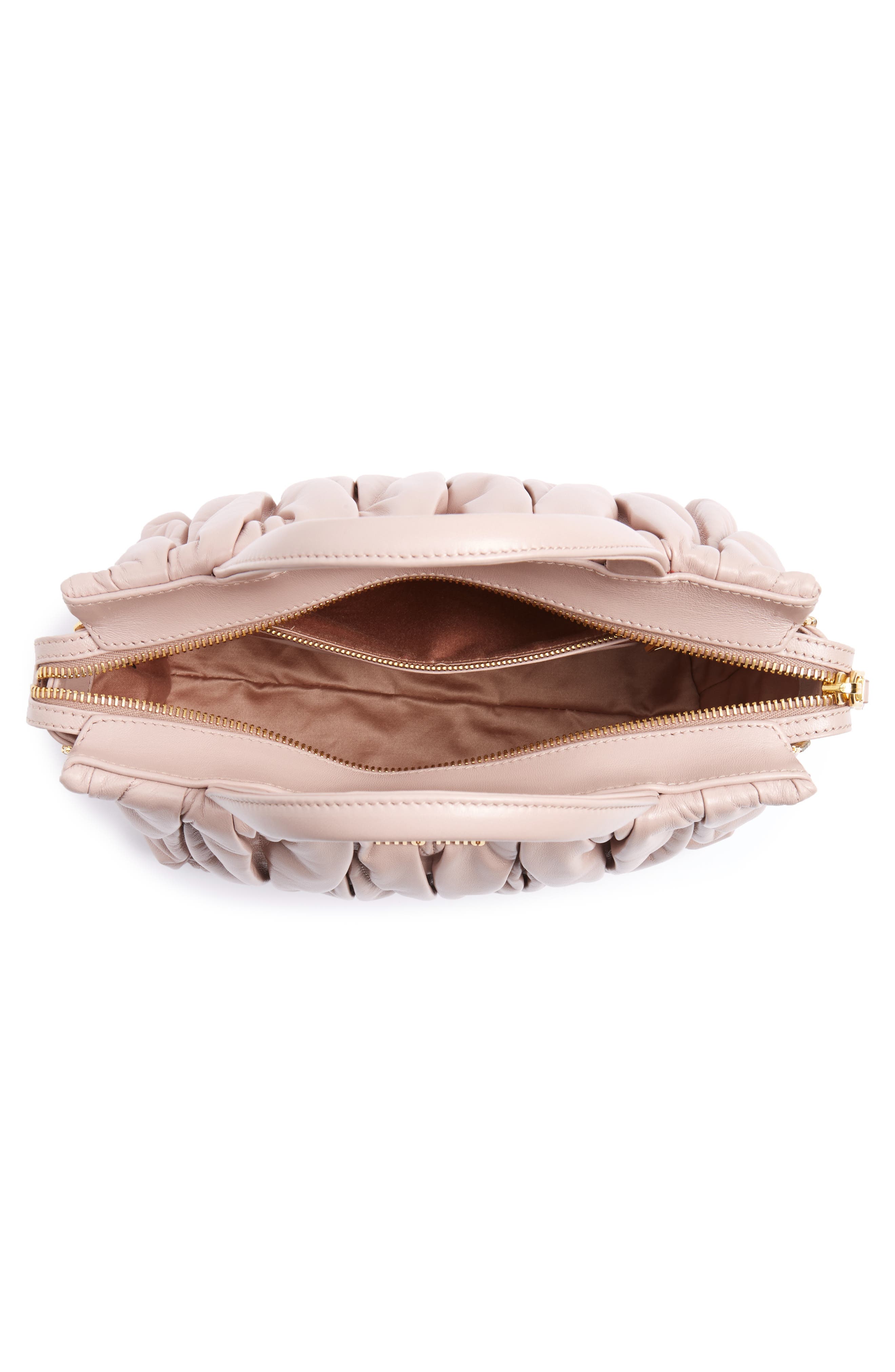 Miu Miu Small Matelassé Nappa Leather Satchel, Alternate, color, 