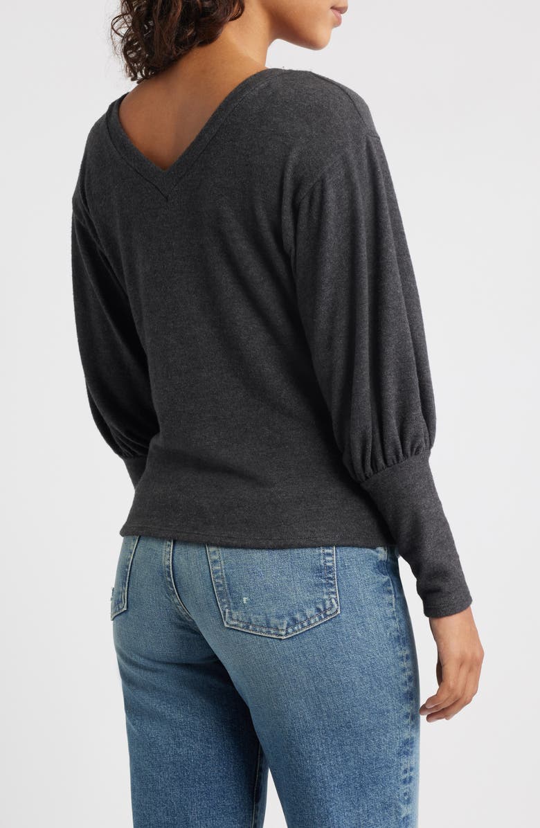 Loveappella Brushed Jersey Top, Alternate, color, Charcoal