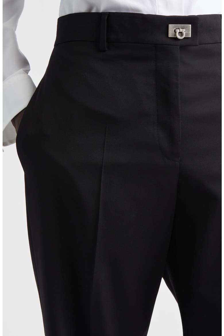 Gancio Buckle Virgin Wool & Cashmere Tailored Trousers, Alternate, color, NERO