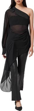 AllSaints Anaya Asymmetric Sheer Chiffon Top
