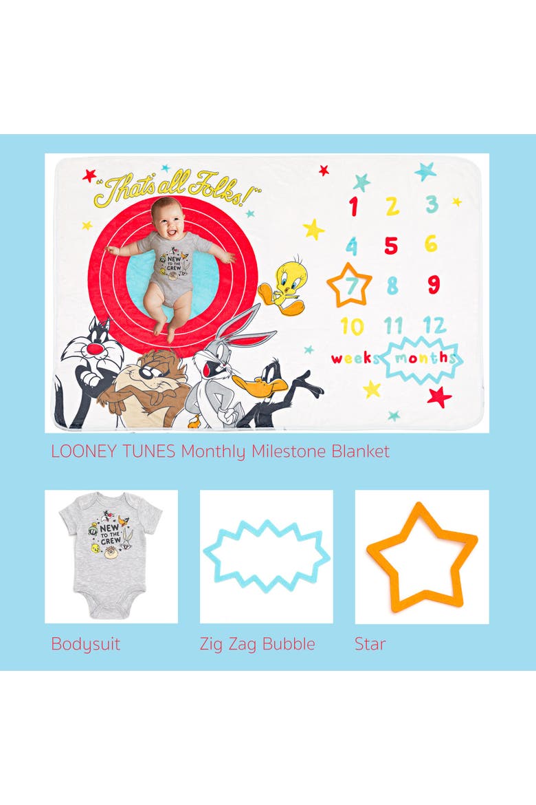 Baby Shower Bodysuit and Blanket Set, Alternate, color, Heather Gray Multi