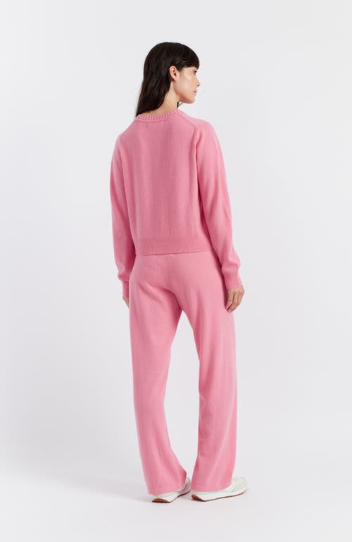 Chinti & Parker Wool Cashmere Blend Crew Neck Cropped Cardigan In Punch Pink