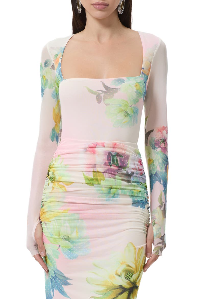 Ines Floral Long Sleeve Mesh Top, Main, color, GROWING ROSES