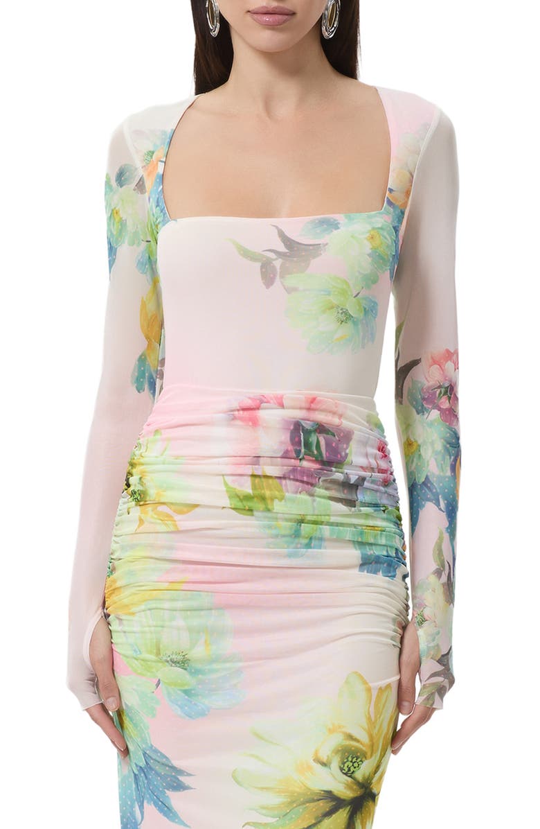 AFRM Ines Floral Long Sleeve Mesh Top, Main, color, Growing Roses