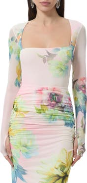 AFRM Ines Floral Long Sleeve Mesh Top