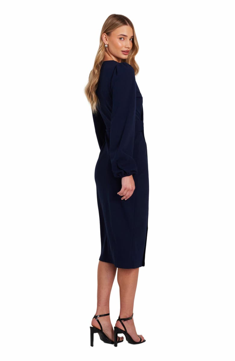QUIZ Scuba Crepe Long Sleeve Wrap Midi Dress, Alternate, color, 