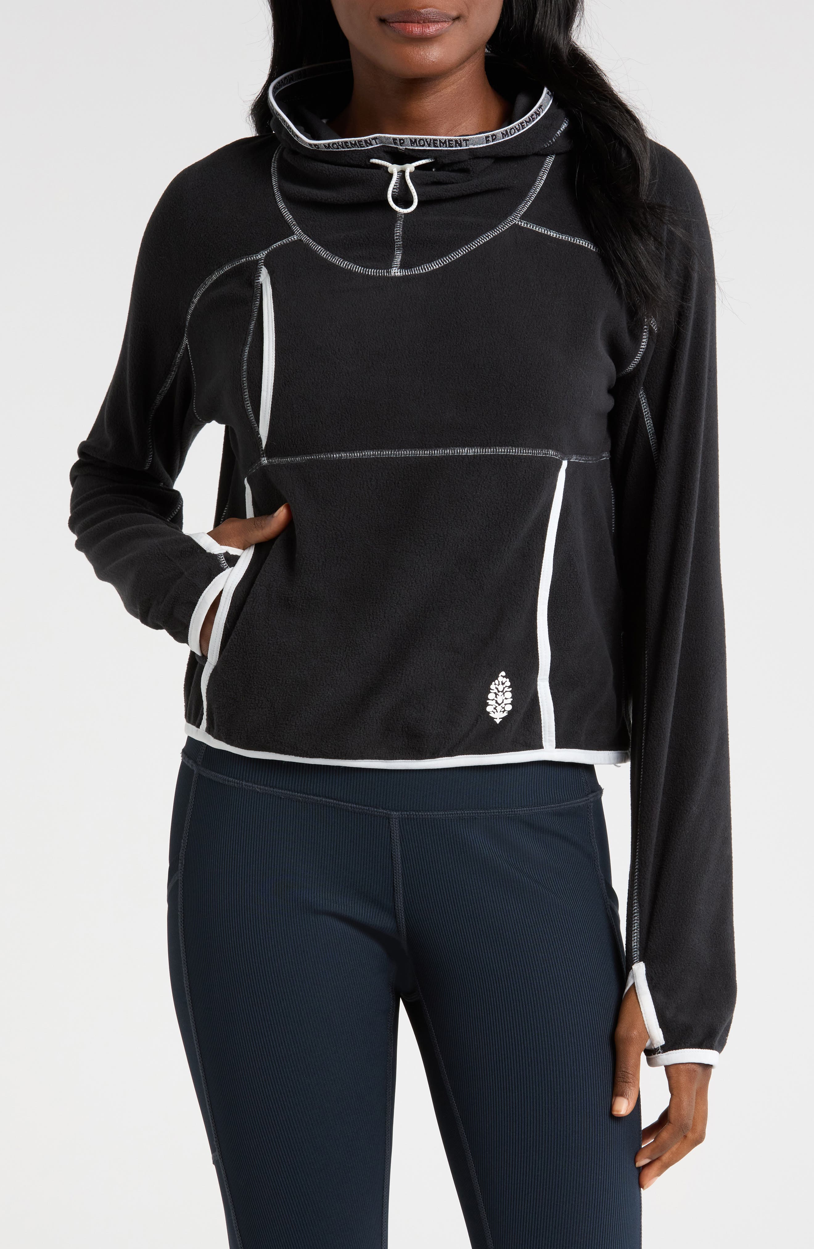 Free People FP Movement Care on the Run Fleece Funnel Neck Hoodie