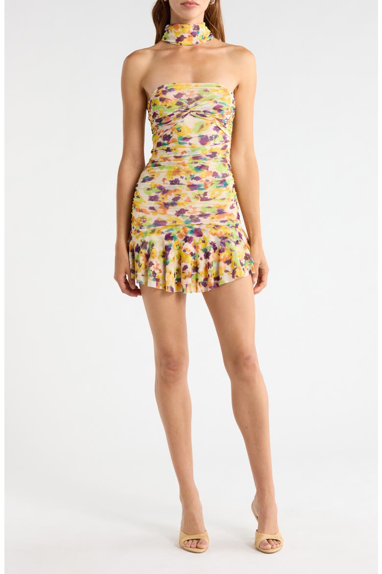 Ineson Floral Print Strapless Minidress, Alternate, color, TOSSED DITSY