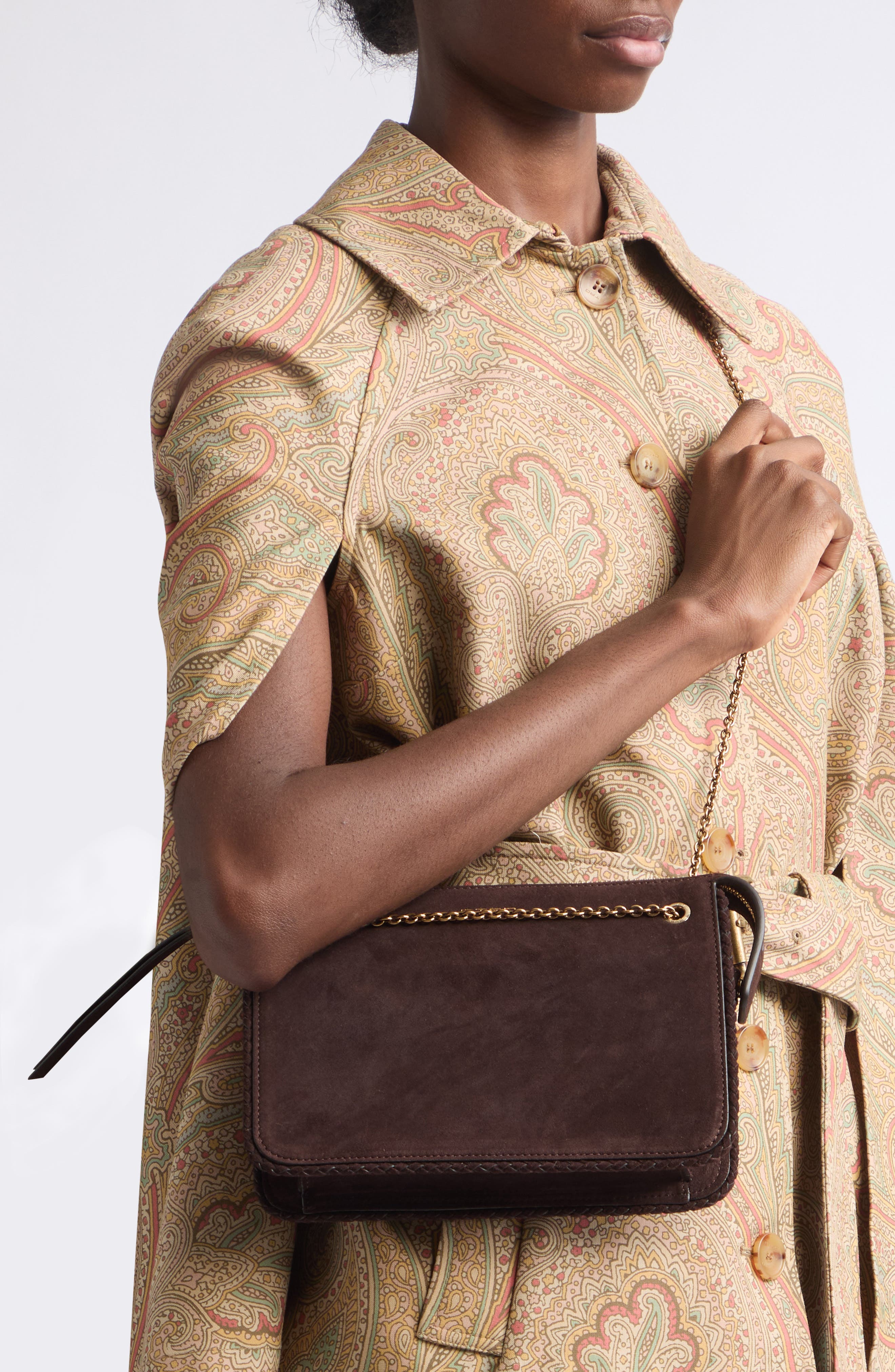Suede Crossbody Bag, Alternate, color, EBONY