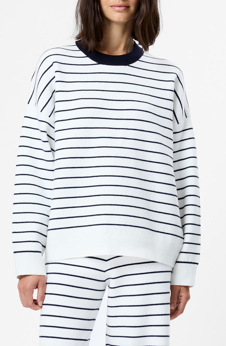 French Connection Marley Stripe Sweater, Main, color, White-Marine
