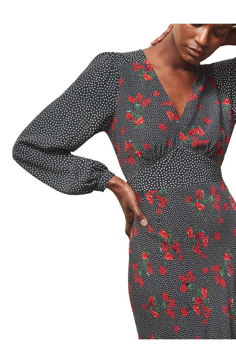 Ro&Zo Floral And Spot Mix Dress, Alternate, color, Red