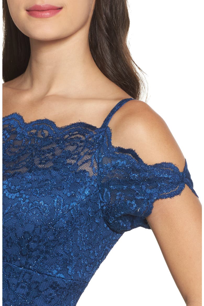 Cold Shoulder Lace Cocktail Dress, Alternate, color, PEACOCK
