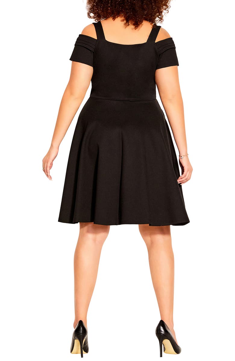 City Chic Retro Vibe Cold Shoulder Fit & Flare Dress, Alternate, color,