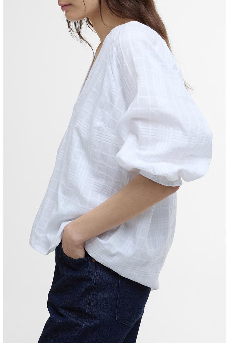 Heidi Windowpane Check Cotton Top, Alternate, color, WHITE