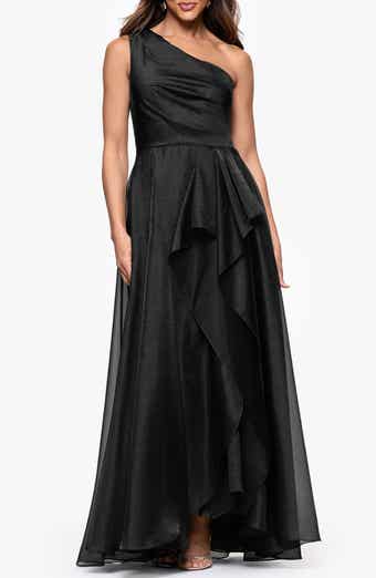 One-Shoulder Metallic Organza Gown
