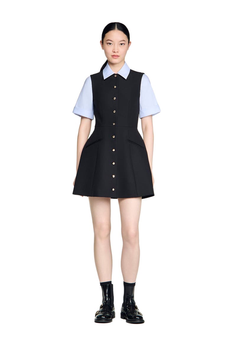 2-in-1 short dress, Alternate, color, Black