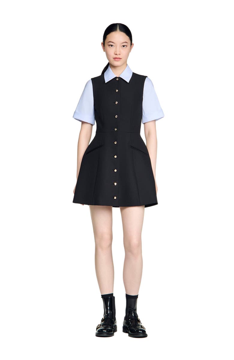SANDRO 2-in-1 short dress, Alternate, color, Black