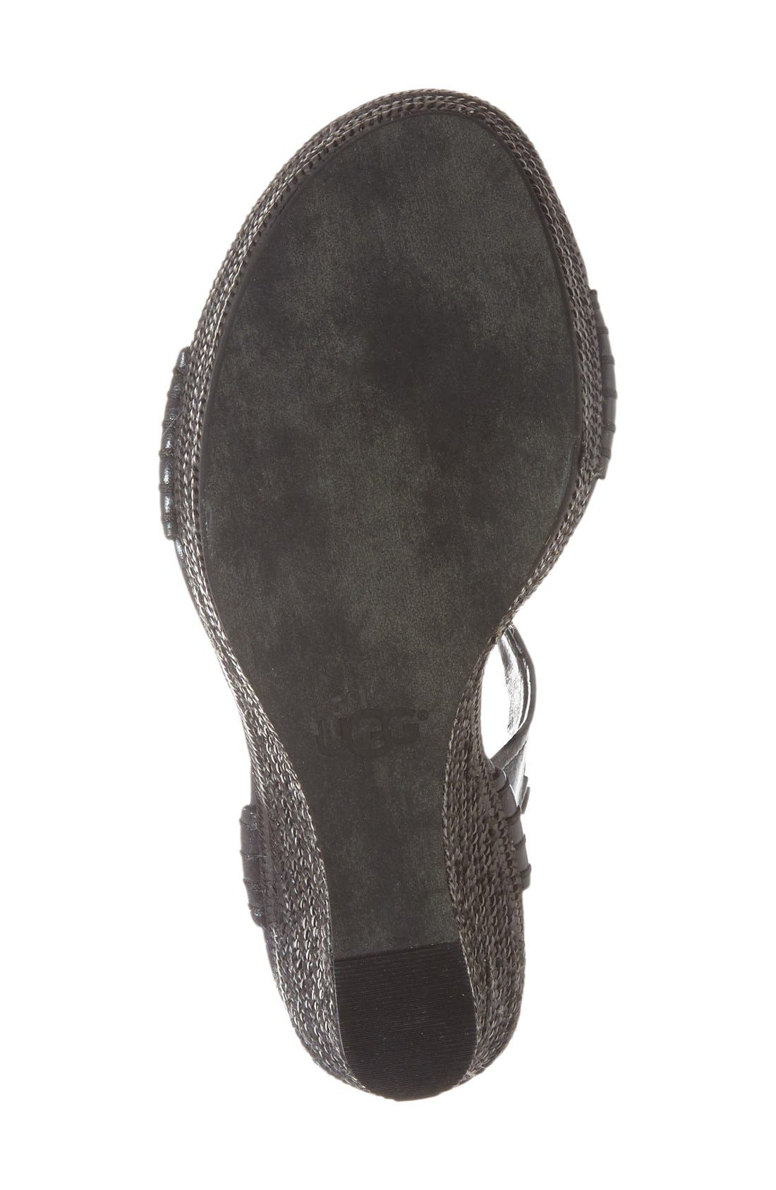 'Maryanne' Wedge Sandal, Alternate, color, BLACK LEATHER