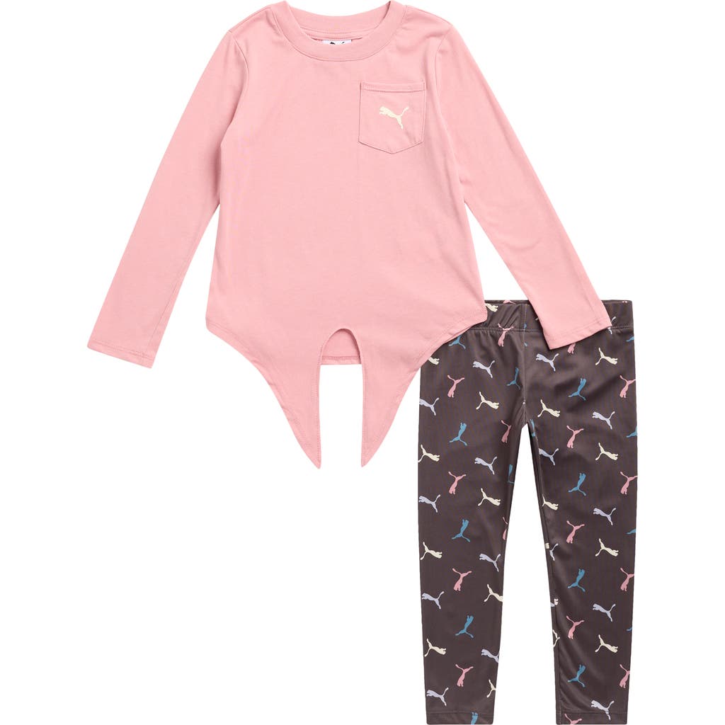 Puma Kids' Long Sleeve Pocket T-shirt & Leggings Set In Multi