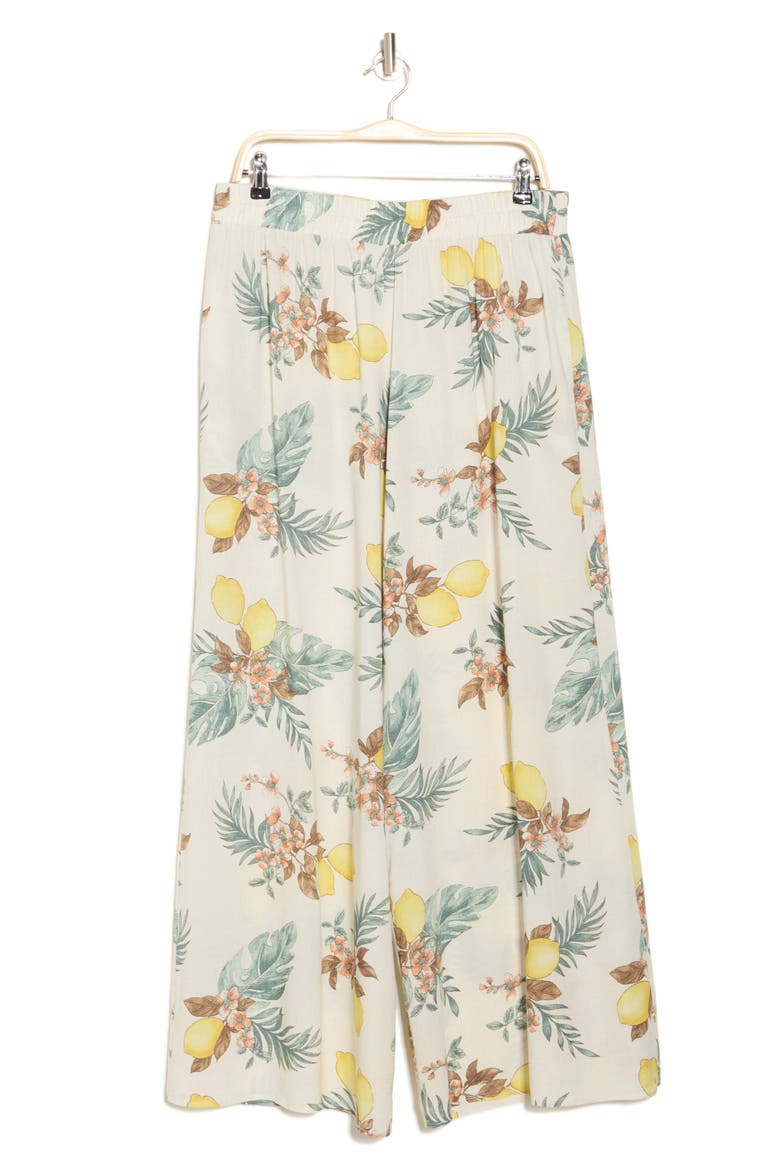 Lemon Print Wide Leg Pants, Alternate, color, TAUPE